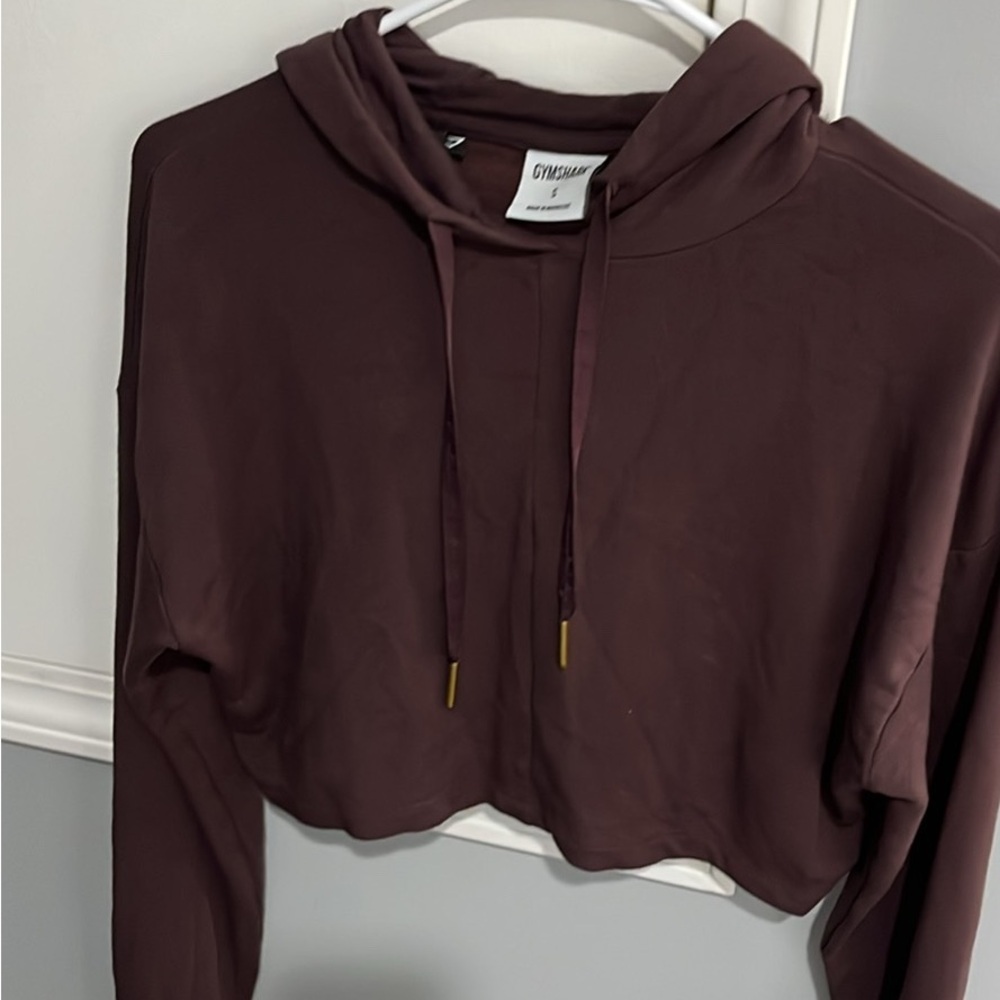 Gymshark dark brown Cropped Hoodie and sweatpants set